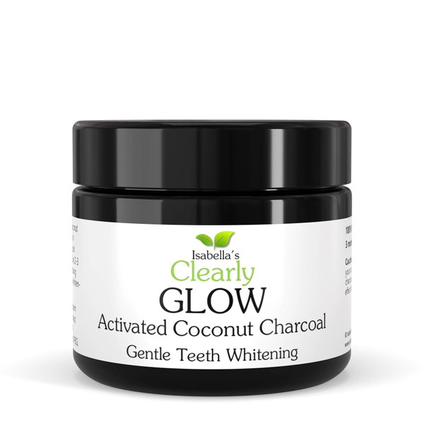 Clearly Glow, Teeth Whitening Activated Coconut Charcoal Powder | Pure, Natural, Food Grade, Non GMO, Made in USA | Whiten Teeth Naturally (3 Months Supply (25g))