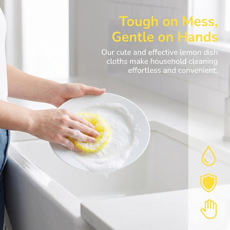 Lemon Kitchen Dish Cloths 4 Pack Shaped Dishes Cleaner Cloths