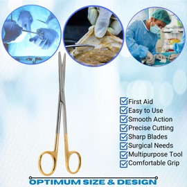 Metzenbaum Scissors Tungsten Carbide Inserts Stainless Steel Surgical Medical Shears With Blunt/Blunt Tips Veterinary Professional Instruments (5.75" - Straight)