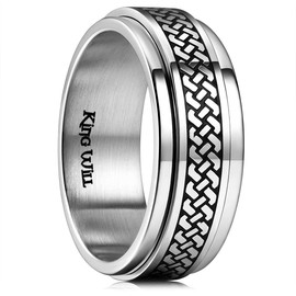 King Will INTERTWINE 8mm Mens Stainless Steel Wedding Ring Spinner Statement Band Celtic Knot Design High Polished 9