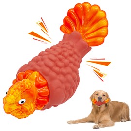 WinTour Tough Dog Toys for Aggressive Chewers, Indestructible Dog Toys to Keep Them Busy, Interactive Dog Toys, Turkey Squeaky Dog Chew Toys for Aggressive Chewers for Medium and Large Dogs, Orange