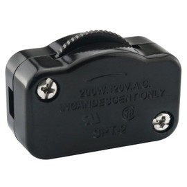 Hi-Low Dimmer Switch ZZLZX SPT-2 High to Low Inline Brightness Control Switch for 18/2 Lamp Cord, Black