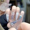 Glass rose handmade nail - Almond / 글라스 로즈 수제네일