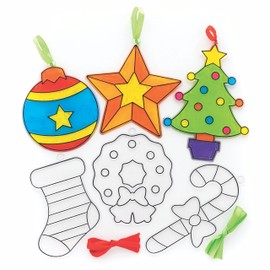 Baker Ross Christmas Suncatcher Decoration – Pack of 10, Kids Paint Your Own Christmas Decoration, Christmas Bauble Arts and Crafts (FC230)