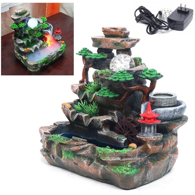 Lemoeyes Indoor Desktop Fountain Waterfall Decor, Atomizing Desktop Humidifier with