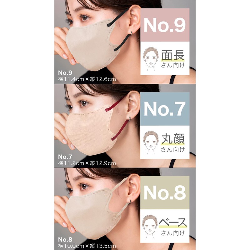 Sokaiteki deCOGAO No. 9 Non-Woven Mask, Contoured, 3 Layers, Long