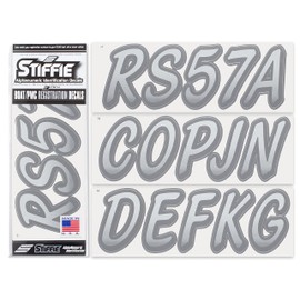 STIFFIE Whipline Metallic Silver/Carbon 3" Boat & PWC Registration Decals • Numbers Letters Stickers