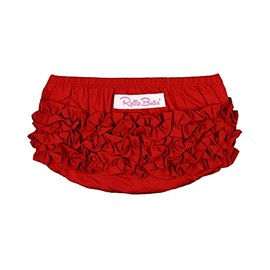 RuffleButts® Baby/Toddler Girls Baby Girl Red Classic Cotton Ruffled Bloomer - 3-6m