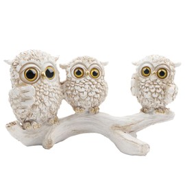 EZESO ESSENTIAL SKINCARE 2PC Owl Statue for Home Decor Accents, Owl Decor for Bookshelf Bedroom Living Room Office Table TV Stand Mantel Decorations, Retro Animal Decor, Owls Gift (3)