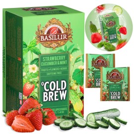 BASILUR Cold Brew - Decaffeinated Fruit Tea with Strawberry, Cucumber and Mint Flavour, Cold Tea in Bag 20 x 2 g (1)