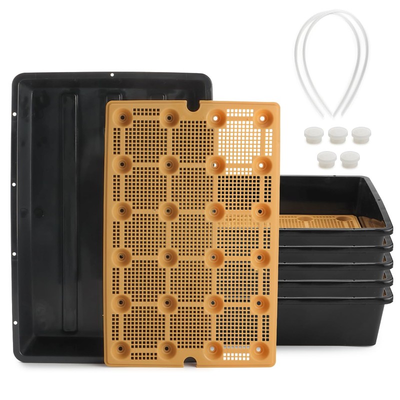 5 Pack Nursery Pots Trays with Removable Mesh Drainage Mat,