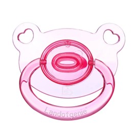 Chupetes de tamaño adulto con escudo grande, diseño transparente en forma de oso, color rosa
