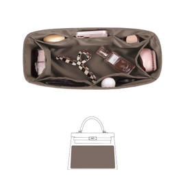 KINGS IN BAG Purse Insert for Kelly 28, Silky Purse Organizers for Inside Purse, Lightweight Shaper Compatible with Hermes Kelly 28 Bag, Multi Color Options(Etoupe grey, KE 28)