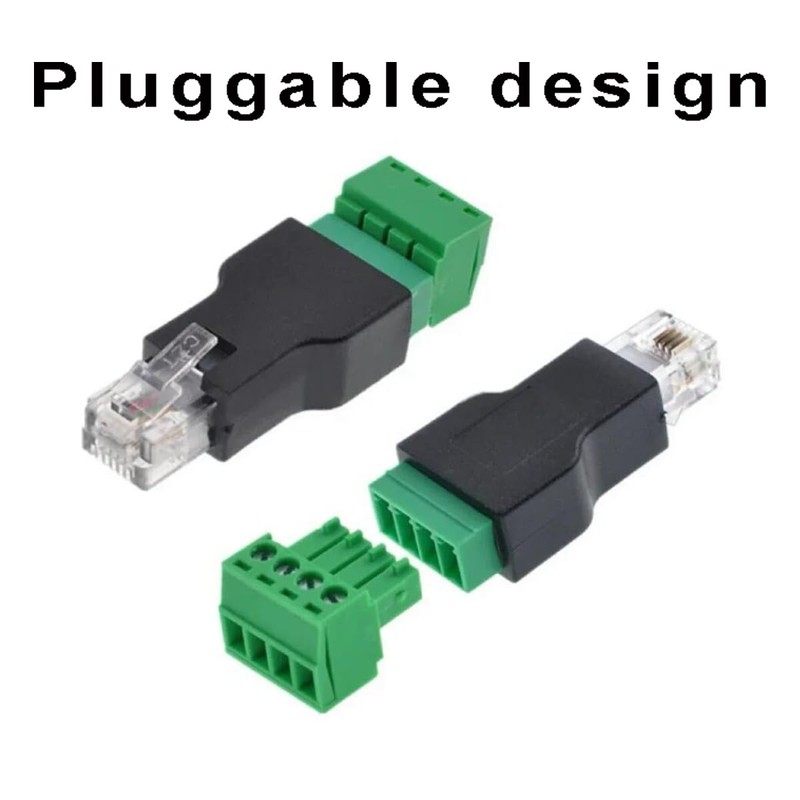 Teansic 2 Pcs RJ11 Male to 4 Pins Screw Terminal