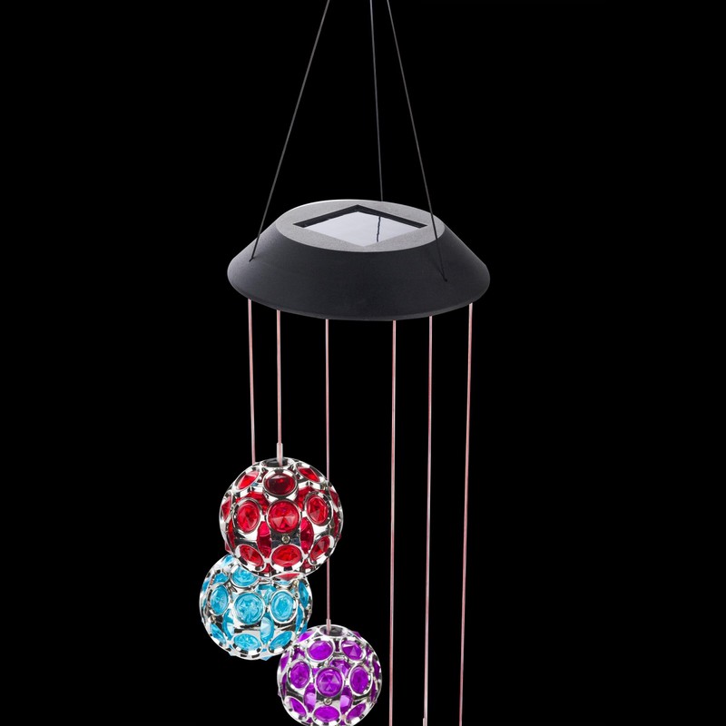 Alpine Corporation RGG648SLR Solar Hanging Gem Sphere Mobile with LED