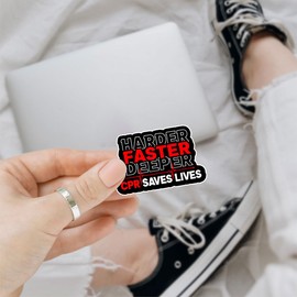 3Pcs Harder Faster Deeper CPR Saves Lives Sticker EMS Sticker Funny EMT Paramedic Nurse Gift CPR First Aid Certified Stickers First Aid Decal for Laptop Water Bottle Tool Box Phone Car Hard Hat 3"