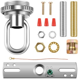 Light Fixture Cross Bar Kit Screw Collar Loop Kit Canopy Hardware Set Heavy Duty Die Cast Ceiling Hook Loop Holder (Chrome, 1 Pack)