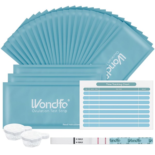 Wondfo Ovulation Tests Strips 25 Pack Ovulation Predictor Kit with Urine Cups to Know Your Most Fertile Days 5MM Width