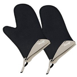 Spring GRIPS Ofenhandschuhe Hitzebeständig | Neopren | -40° bis 250°C | rutschfest | universelle Größe, 23x15cm | Schwarz, Grau | Topfhandschuhe Set