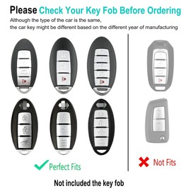 YONUFI for Nissan Key Fob Cover with Keychain Leather Car Smart Key Case Protector Holder for Nissan Rogue Titan Pathfinder Altima Kicks Murano Frontier Armada Maxima Infiniti (Black)