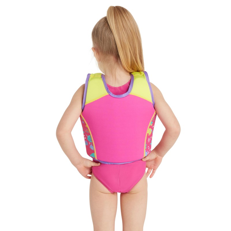 Zoggs Kids Swimsure Jacket Bright Pink/Yellow, 4-5 Years/18-25 kg