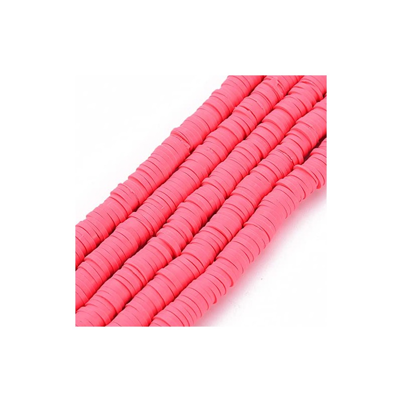 Handmade Polymer Clay Heishi Beads 6mm x 1mm – Cerise