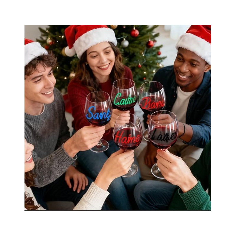 GAINWELL Metallic Wine Glass Markers 8Pcs, Non-Toxic, Food-Safe, Dishwasher-Safe, Wine