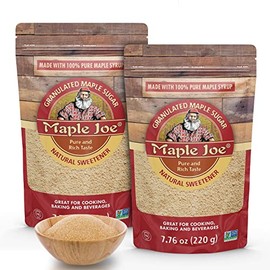 Maple Joe Pure Maple Sugar Granulated Made With 100% Grade A Maple Syrup. Powdered Maple Sugar For Cooking & Baking. White & Brown Sugar Substitute. Non-GMO Gluten Free & Vegan 7.8 oz /220g (2-pack)