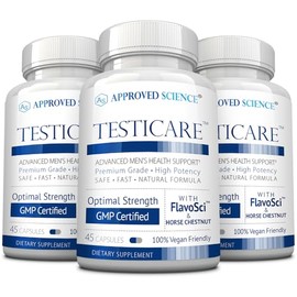 Approved Science TestiCare - Testicular Vein Support - Horse Chestnut, Witch Hazel - 3 Bottles - 135 Capsules - Vegan