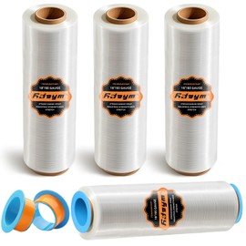 ADAYM Heavy Duty Shrink Wrap Roll 18" x 1500' - Industrial Plastic Wrap for Moving, 80 Gauge Stretch Wrap with Handles - 4 Rolls Bundle for Pallets & Storage