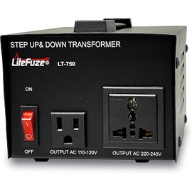 LiteFuze 750 Watt Voltage Converter Transformer Step Up/Down - 110v to 220v / 220v to 110v Power Converter - Fully Grounded Cord - Universal Socket, CE Certified [5-Years Warranty] (LT-750)