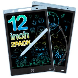 Magic Board LCD Writing Board Children 12 Inch Painting Board Magic Board from 2 3 4 5 6 Years Old Boy Girl Colourful Screen Writing Tablet Repeated Writing and Drawing Blue Pack of 2