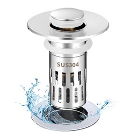 Bathroom Sink Drain Stopper, Universal Pop Up Drain for Bathroom Sink Replacement, Sink Drain Cover with Anti-Clogging Filter Basket Hair Catcher, Sink Drain Strainer for 1.1-1.45 Inch