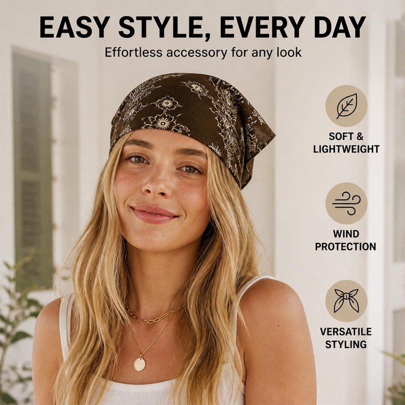 Head Scarf Hair Tie Set - Head Scarf - Silk