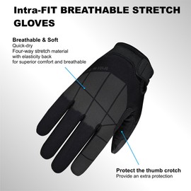Intra-FIT Airsoft Gloves,Anti-Slip Duty Glove with Touchscreen,Lightweight and High Dexterity(Black,XL)