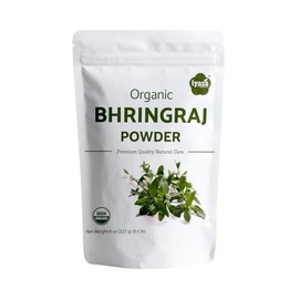 Organic Bhringraj Powder (Eclipta alba), Bhringaraj, Natural Herbal Hair Care, DIY Hair Oil Ingredient, Premium Quality 227g (8 oz)(0.5 lb)