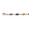 Multicolor Amber Sterling Silver Marquise Bracelet 17.5cm