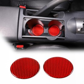 Central Control CD Display Panel Sticker Trim, Cup Holder Slot Pad Compatible with Mitsubishi Eclipse 2006-2011 Soft Carbon Fiber (Center Console Cup Holder Slot Pad, Red Carbon)