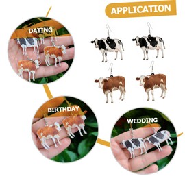 FOMIYES 2 Pairs Cute Cow Drop Earrings for Lightweight Animal Dangle Earrings Yellow Black Durable Acrylic Ear Decor for Parties Cosplay and Everyday Wear