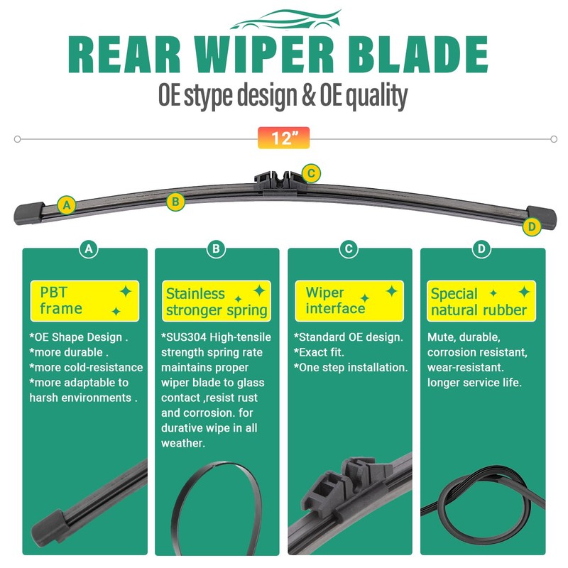 24" 19" 12" Windshield Wiper Blades Replacement for Honda Civic