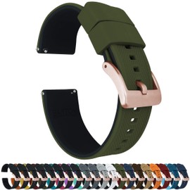 18mm Army Green/Black - BARTON Elite Silicone Watch Bands - Rose Gold Buckle Quick Release