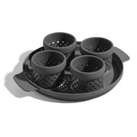 Our Place Silicone Egg Poacher Add-On - Easy-Use Poaching Set | Fail-Proof Water Bath Design | Includes Sturdy Nylon Platter & Perforated Cups | BPA-Free, Dishwasher Safe | Char