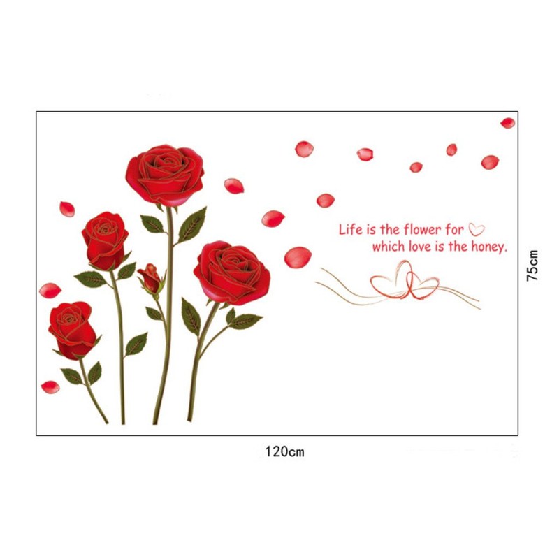 Decals Design 'Romantic Rose Flowers' Wall Sticker (PVC Vinyl, 50