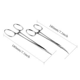 YINETTECH Useful Tweezers Artery Clamp Lock 2-Piece Fishing Hook Pliers Kit Curved and Straight 3-Stage Locking Clamp Pliers for Fly Fishing