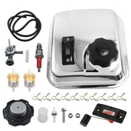 Upgrade Chrome Gas Fuel Tank with Fuel Level Gauge fit for Predator 212cc hemi engine, GX160/GX200 Engines, for Coleman CT200U, BT200X, Baja Warrior, Massimo Mini Bikes & Go Karts（Bright Silver )