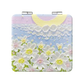 UYRVAPE Vergrößerungs-Kompaktspiegel faltbar bunter Malerei-Kosmetikspiegel tragbarer Kleiner Kunststoff-Taschen-Make-up-Spiegel doppelseitig 2-fache Vergrößerung niedlicher Kleiner Spiegel(Stil 2)