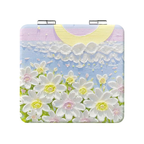 UYRVAPE Vergrößerungs-Kompaktspiegel faltbar bunter Malerei-Kosmetikspiegel tragbarer Kleiner Kunststoff-Taschen-Make-up-Spiegel doppelseitig 2-fache