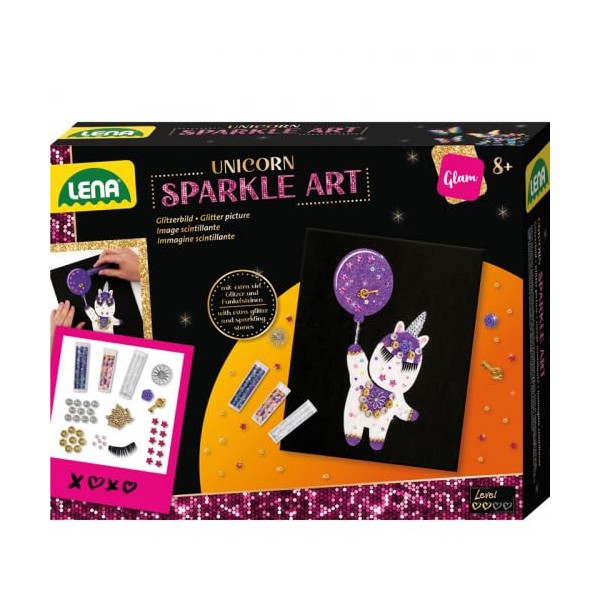 Lena 42724 Sparkle Art Unicorn Folding Box, Multi-Colour