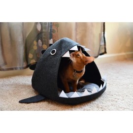 Cat Bed Cave from wool Shark shape, Cat house