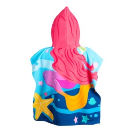 BESTIF Bath Poncho Children's Bath Towel Poncho with Hood Terry Cloth 100% Microfibre Soft Infant (Mermaid)
